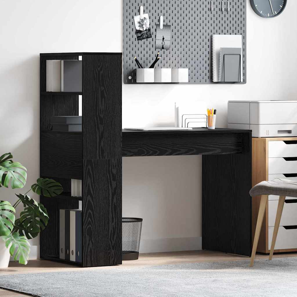 vidaXL Biurko Czarny Dąb 113 x 54 x 120 cm Materiał drewnopochodny