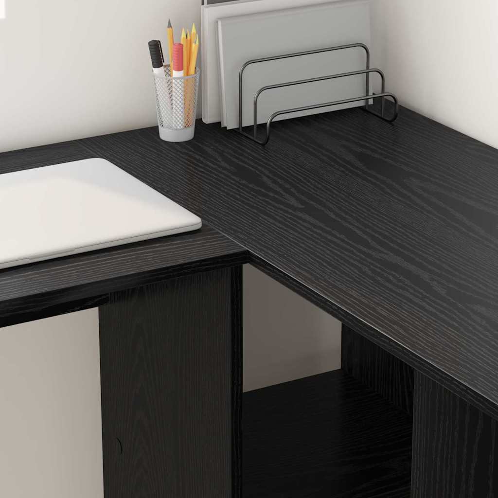 vidaXL Biurko Czarny Dąb 142 x 102 x 73 cm Materiał drewnopochodny