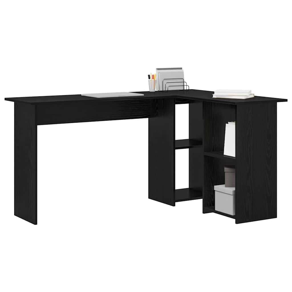 vidaXL Biurko Czarny Dąb 142 x 102 x 73 cm Materiał drewnopochodny