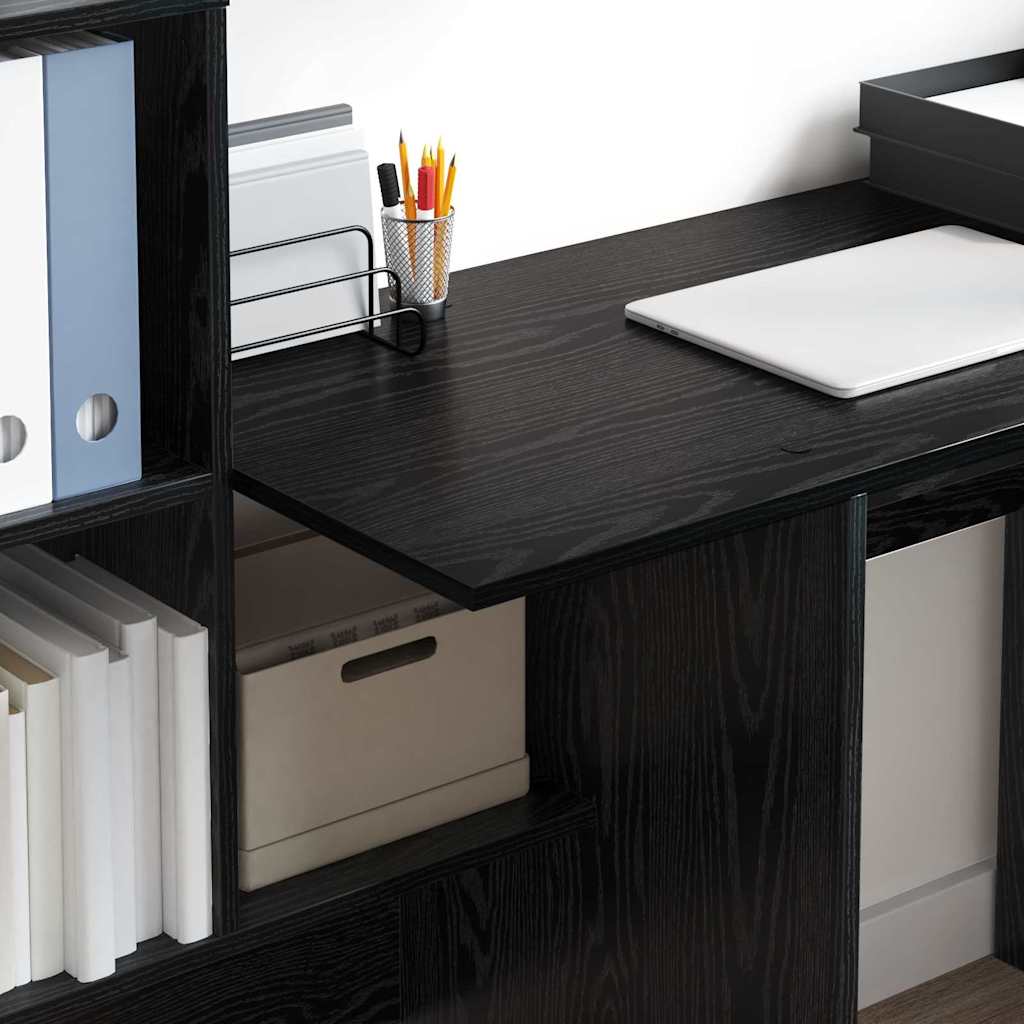 vidaXL Biurko Czarny Dąb 131,5 x 50 x 106,5 cm Materiał drewnopochodny