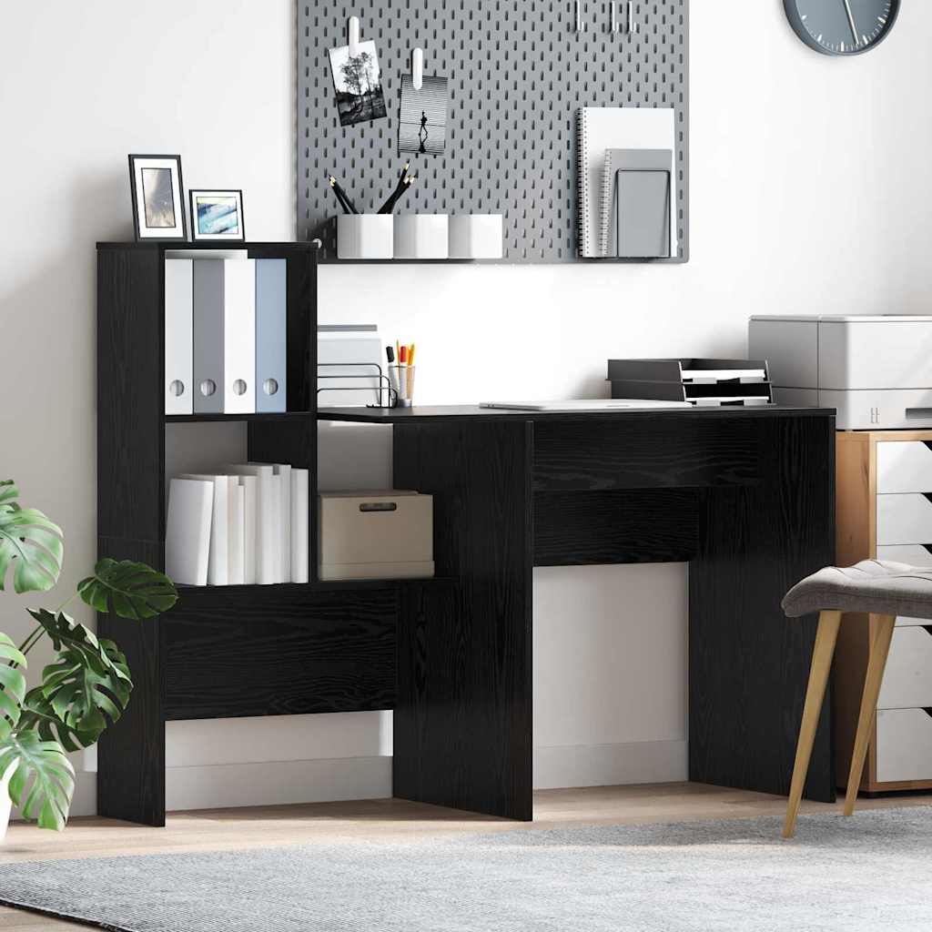 vidaXL Biurko Czarny Dąb 131,5 x 50 x 106,5 cm Materiał drewnopochodny