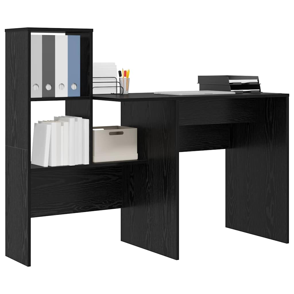 vidaXL Biurko Czarny Dąb 131,5 x 50 x 106,5 cm Materiał drewnopochodny