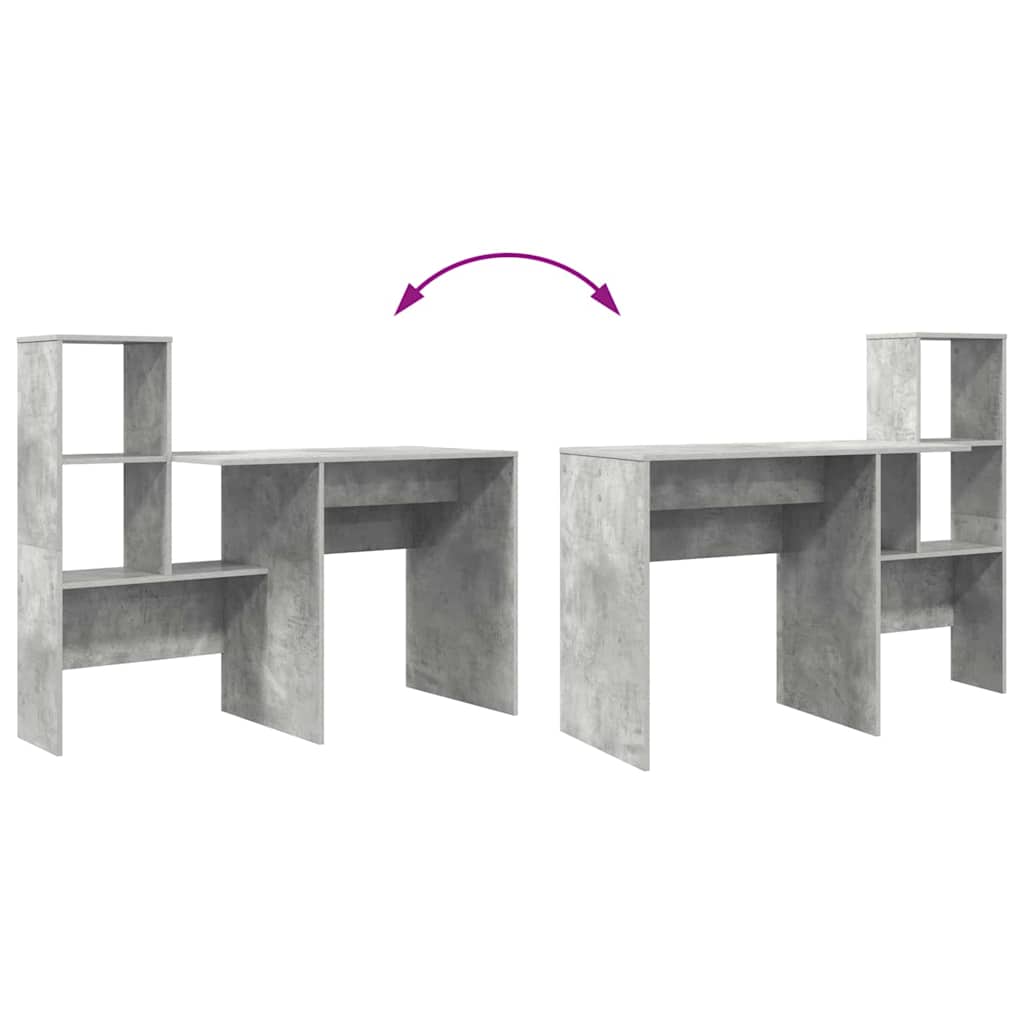 vidaXL Biurko z półką Betonowy szary 131,5 x 50 x 106,5 cm