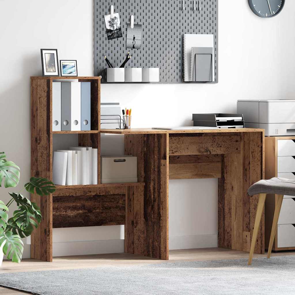 vidaXL Biurko z półką Stare drewno 131,5 x 50 x 106,5 cm
