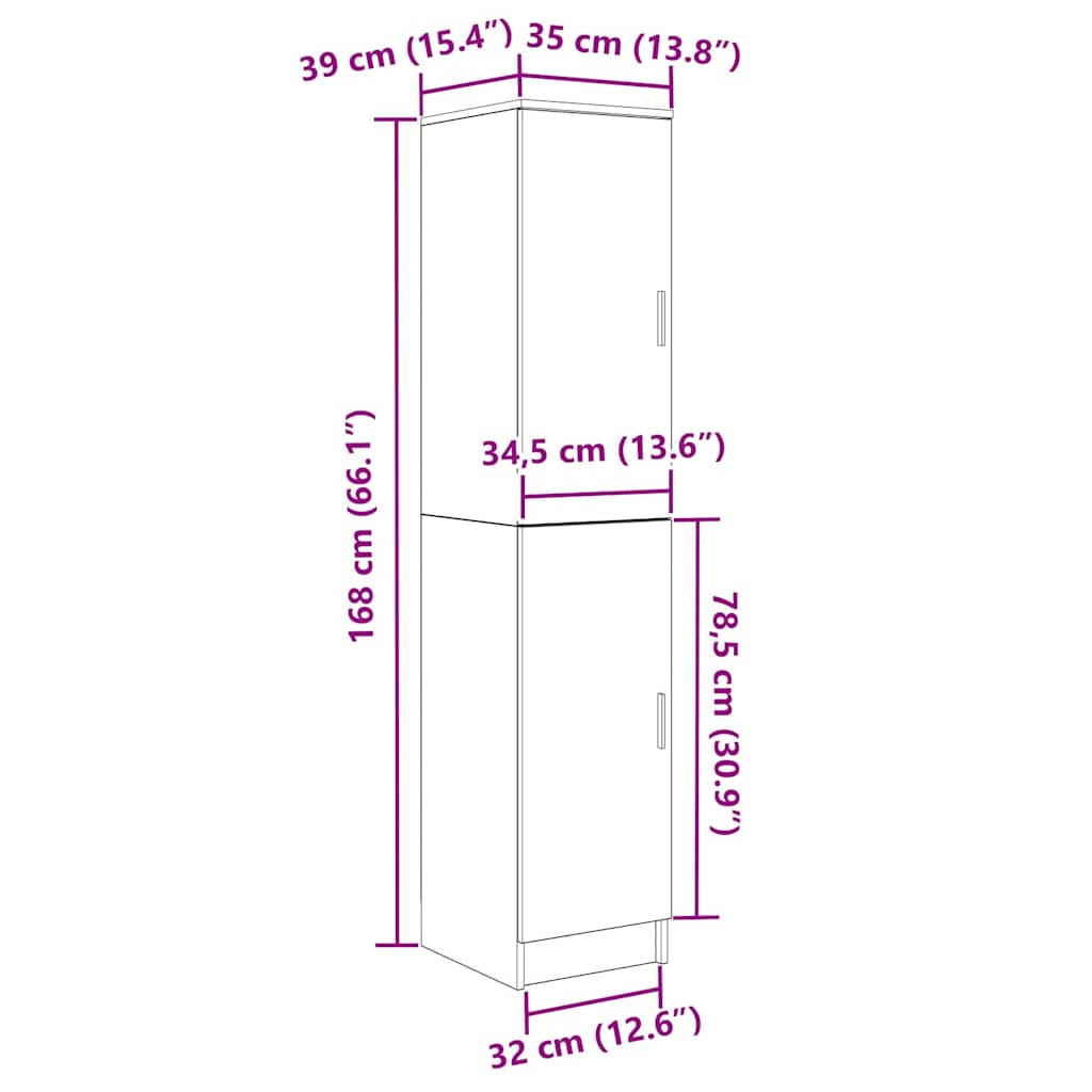 vidaXL Highboard Dąb wędzony 35 x 39 x 168 cm