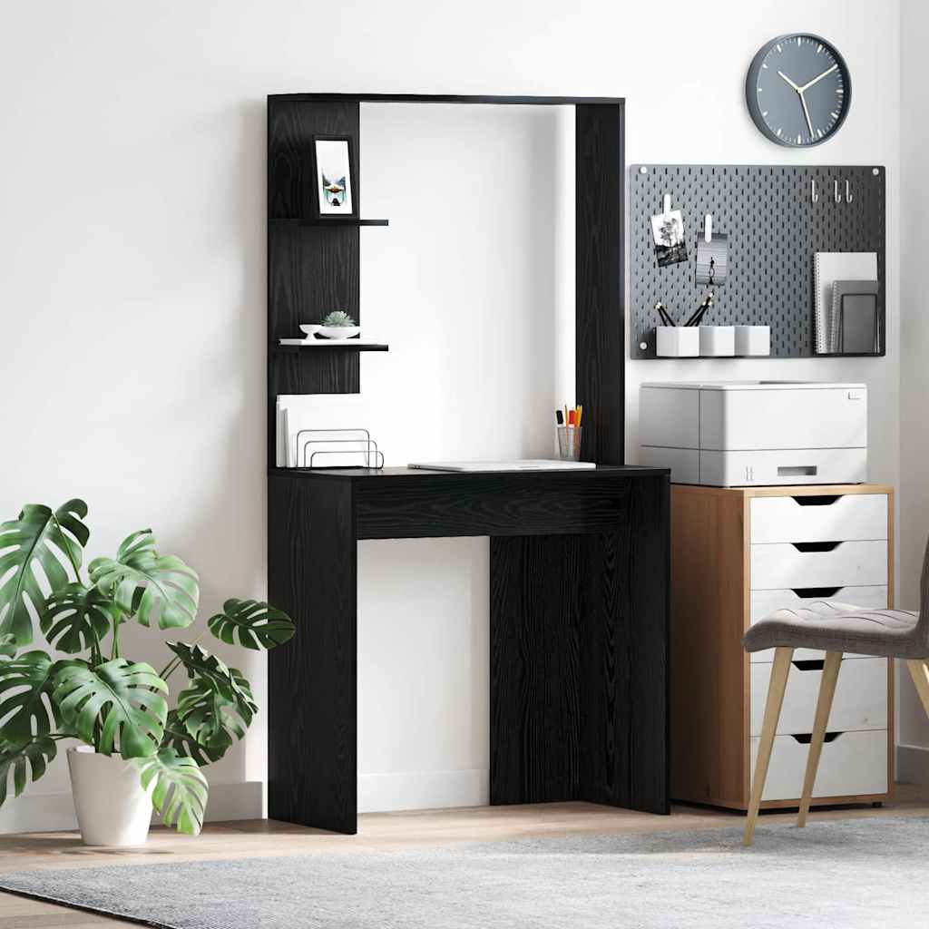 vidaXL Biurko Czarny Dąb 78,5 x 37 x 154,5 cm Materiał drewnopochodny