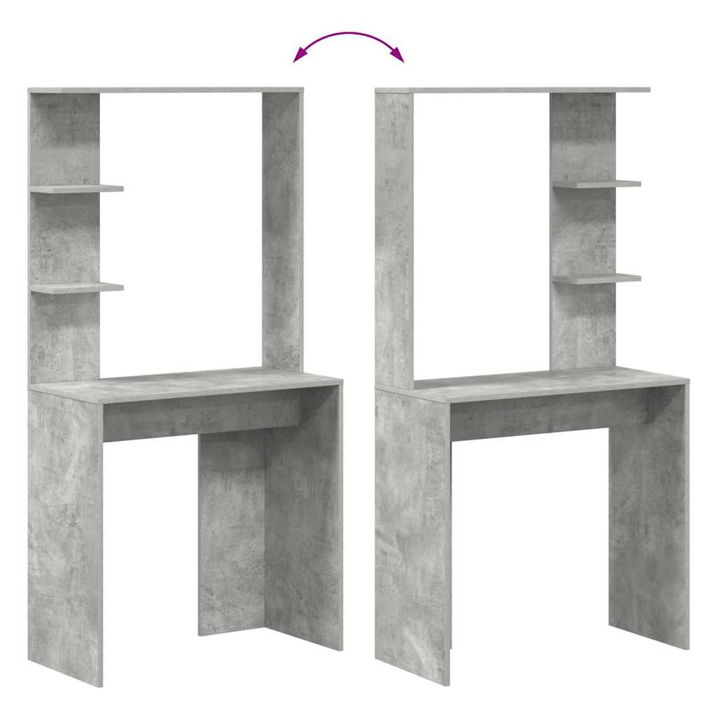 vidaXL Biurko z półką Betonowy szary 78,5 x 37 x 154,5 cm