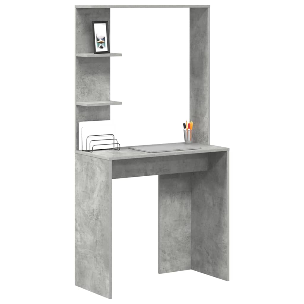 vidaXL Biurko z półką Betonowy szary 78,5 x 37 x 154,5 cm