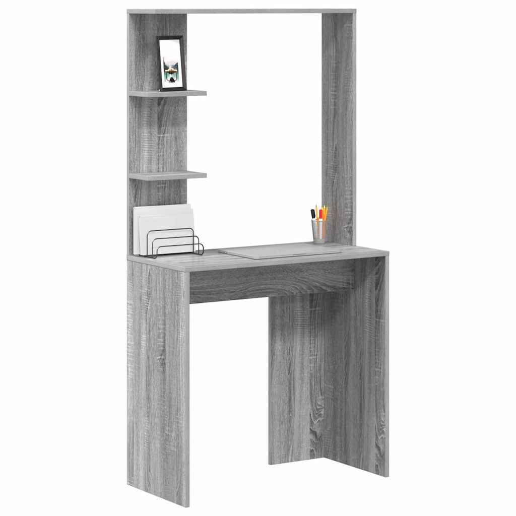 vidaXL Biurko z półką Szary Sonoma 78,5 x 37 x 154,5 cm