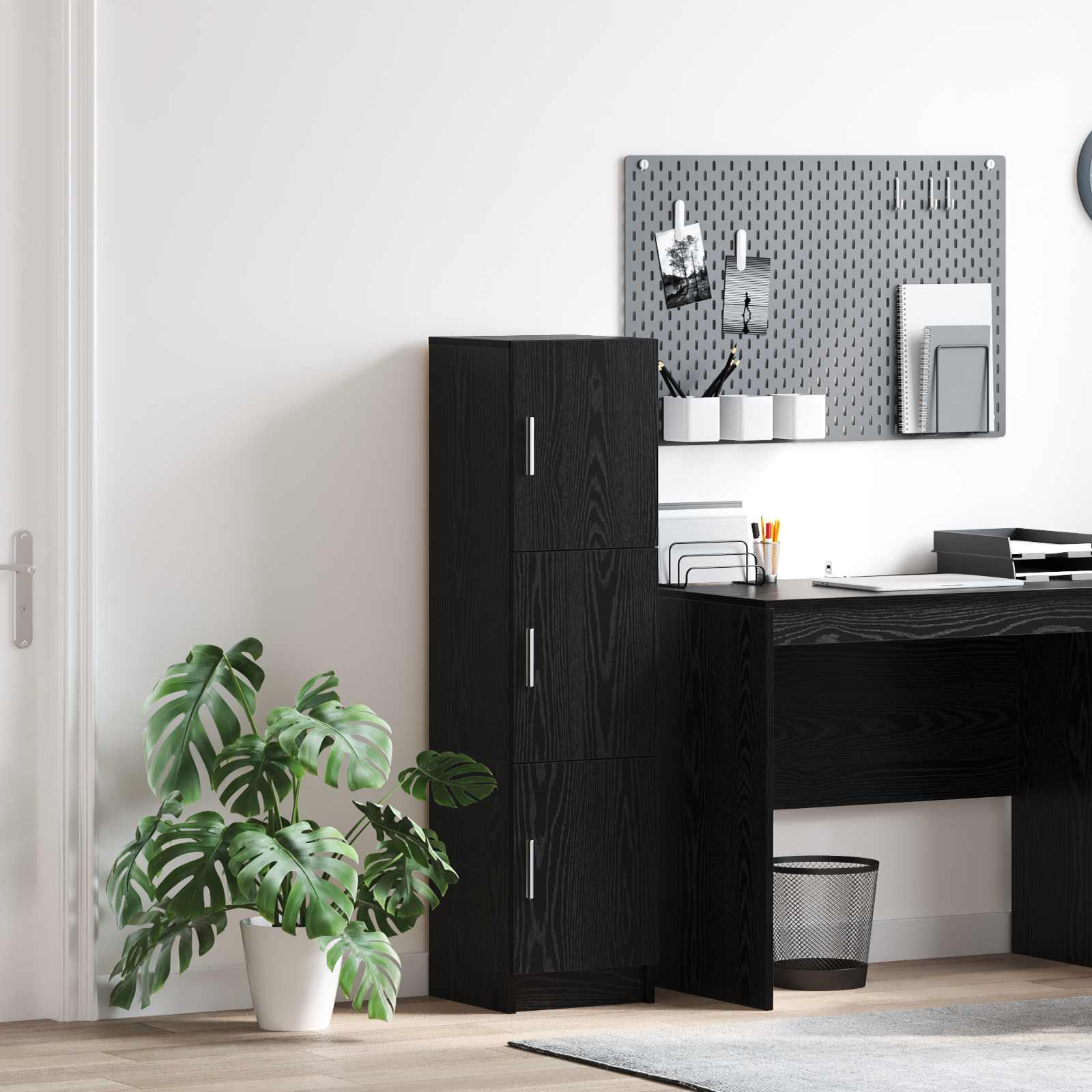 vidaXL Highboard Czarny Dąb 31.5 x 32 x 122.5 cm