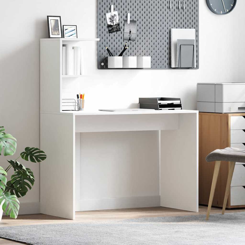 vidaXL Biurko z półką Biały 102 x 50 x 124 cm Materiał drewnopochodny