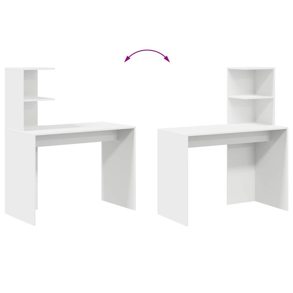 vidaXL Biurko z półką Biały 102 x 50 x 124 cm Materiał drewnopochodny