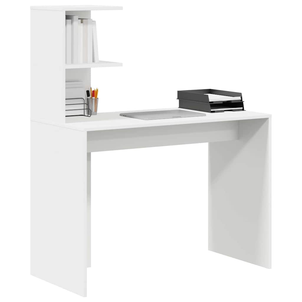 vidaXL Biurko z półką Biały 102 x 50 x 124 cm Materiał drewnopochodny