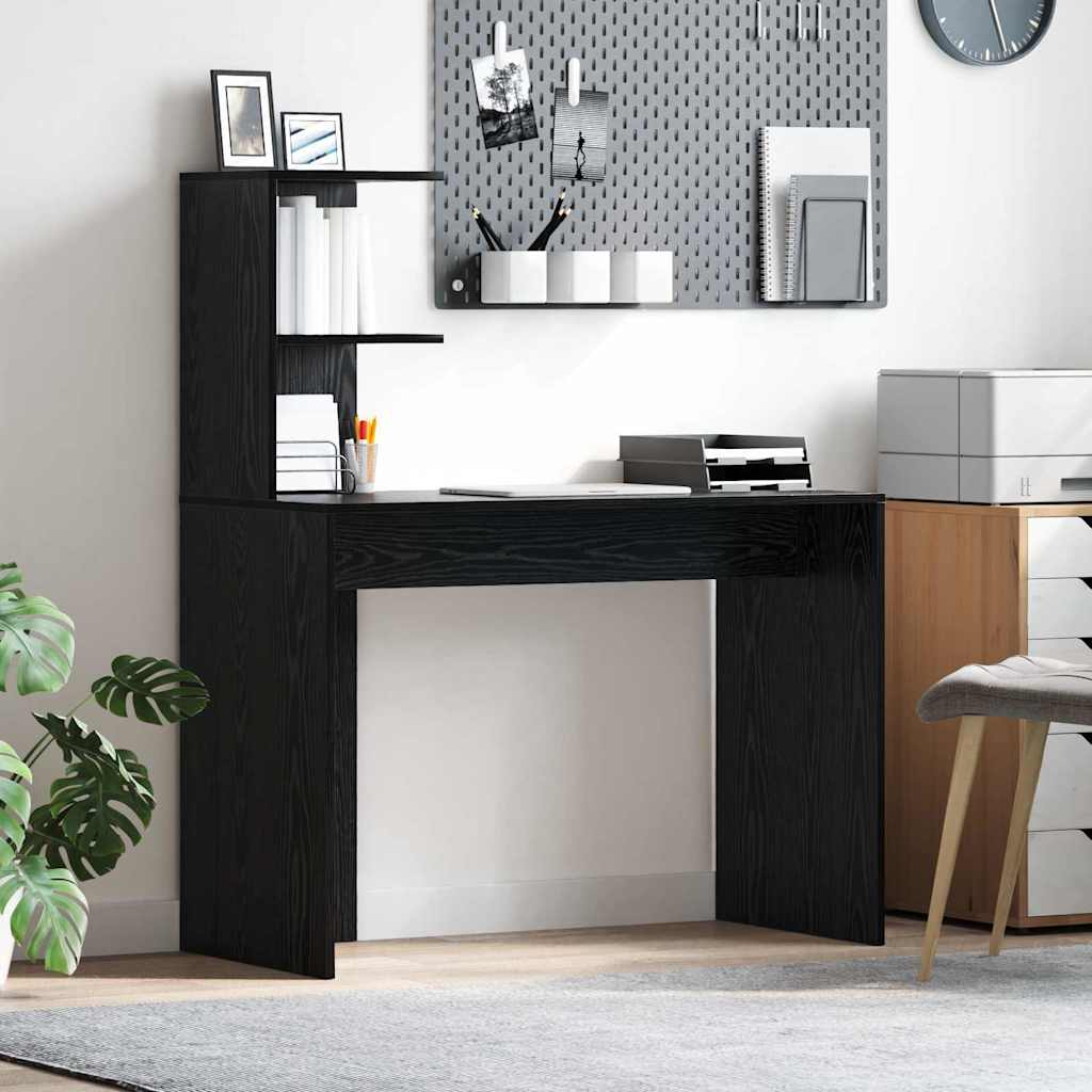 vidaXL Biurko Czarny Dąb 102 x 50 x 124 cm Materiał drewnopochodny