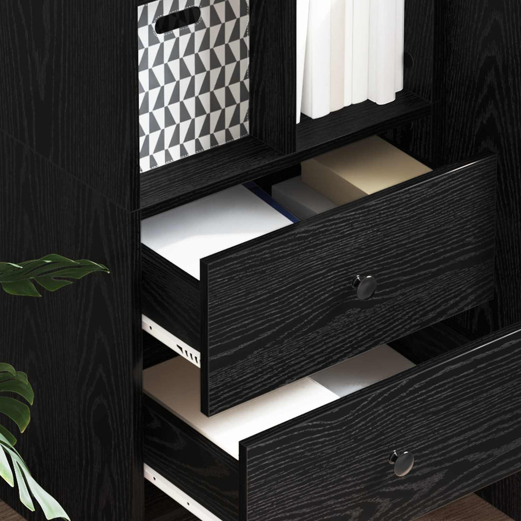 vidaXL Highboard z szufladą Czarny Dąb 45,5 x 34 x 127 cm
