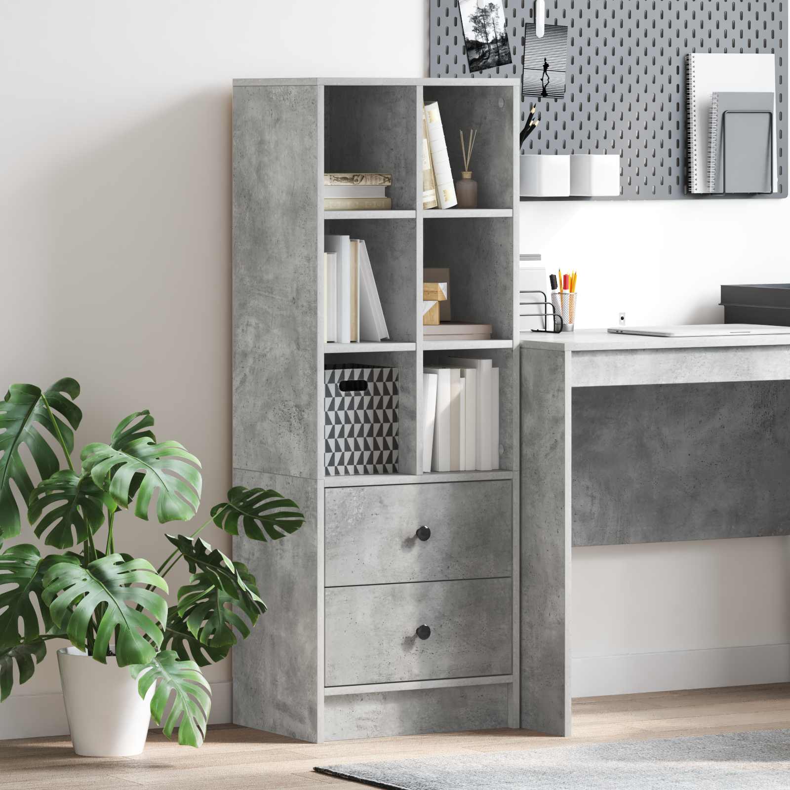 vidaXL Highboard z szufladą Betonowy szary 45,5 x 34 x 127 cm