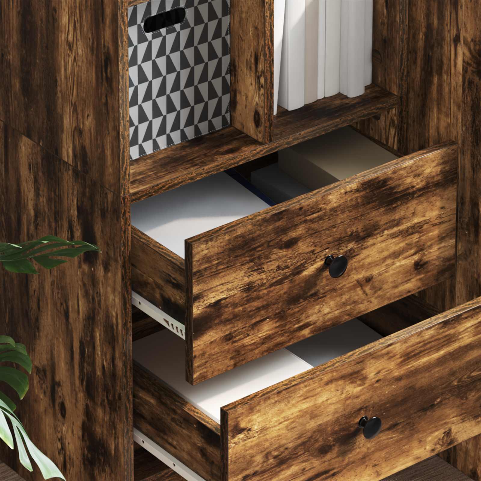 vidaXL Highboard z szufladą Dąb wędzony 45,5 x 34 x 127 cm