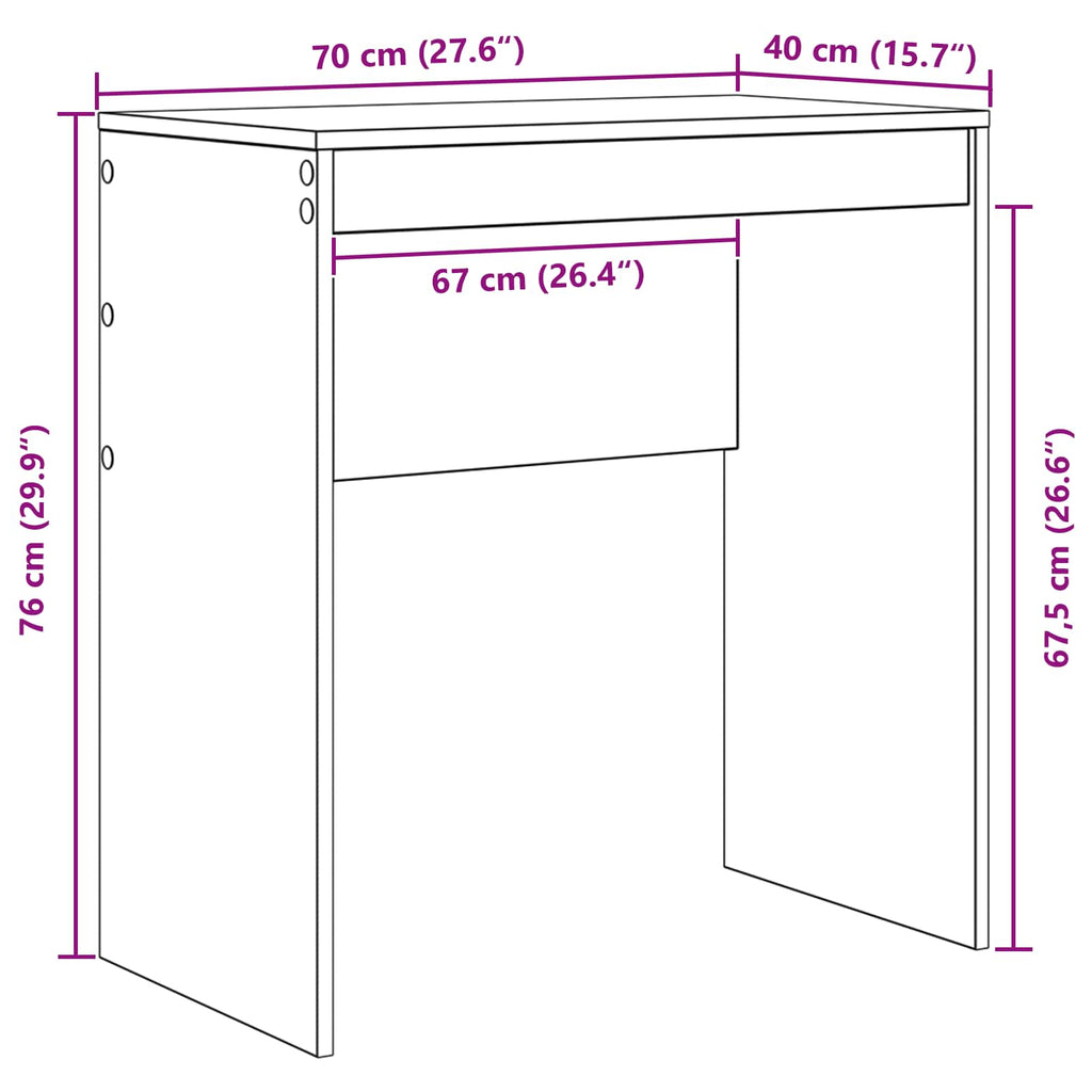 vidaXL Biurko Biały 70 x 40 x 76 cm