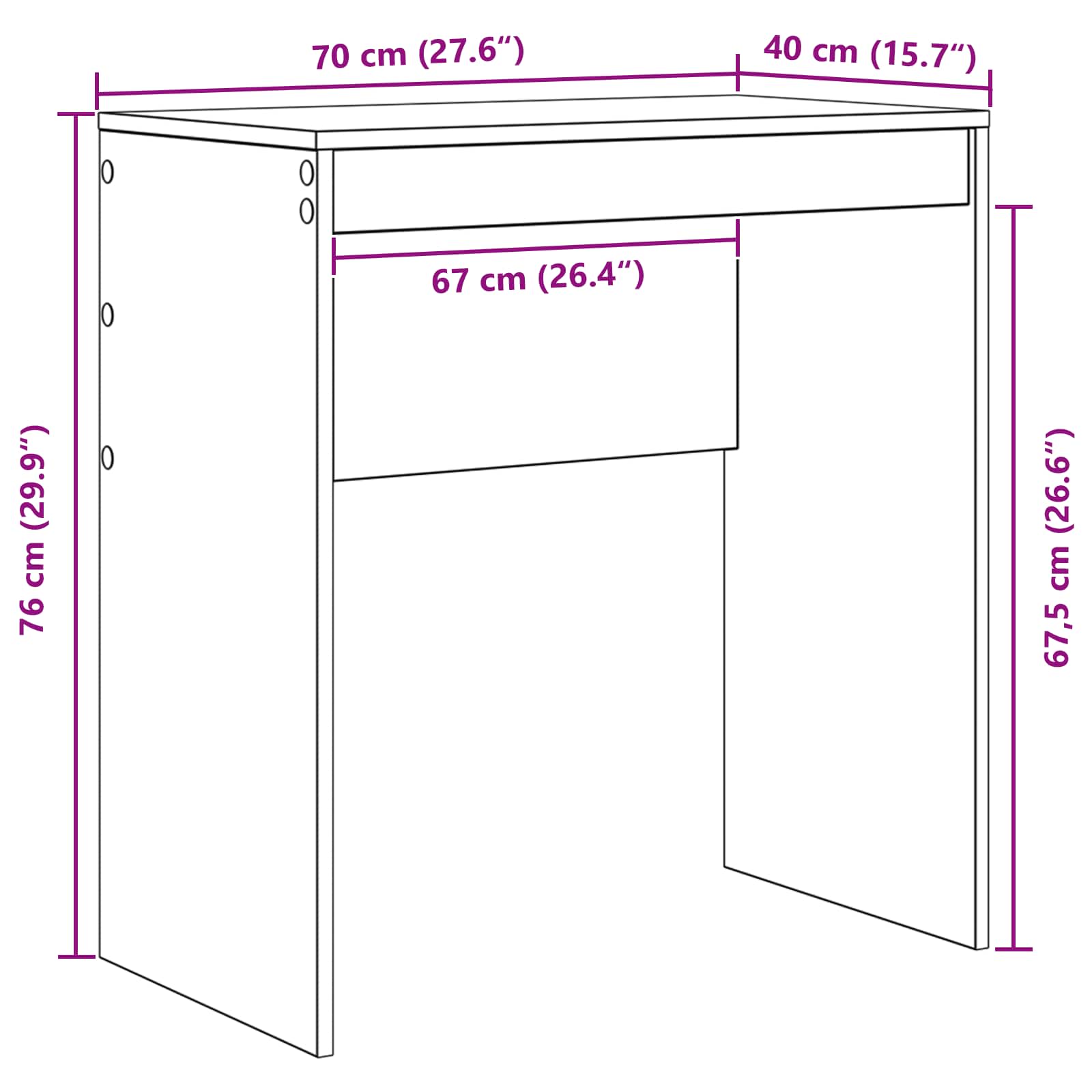 vidaXL Biurko Biały 70 x 40 x 76 cm