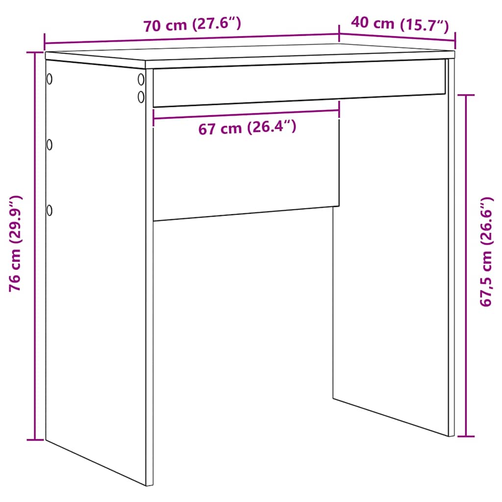 vidaXL Biurko Inny dąb sonoma 70 x 40 x 76 cm Materiał drewnopochodny