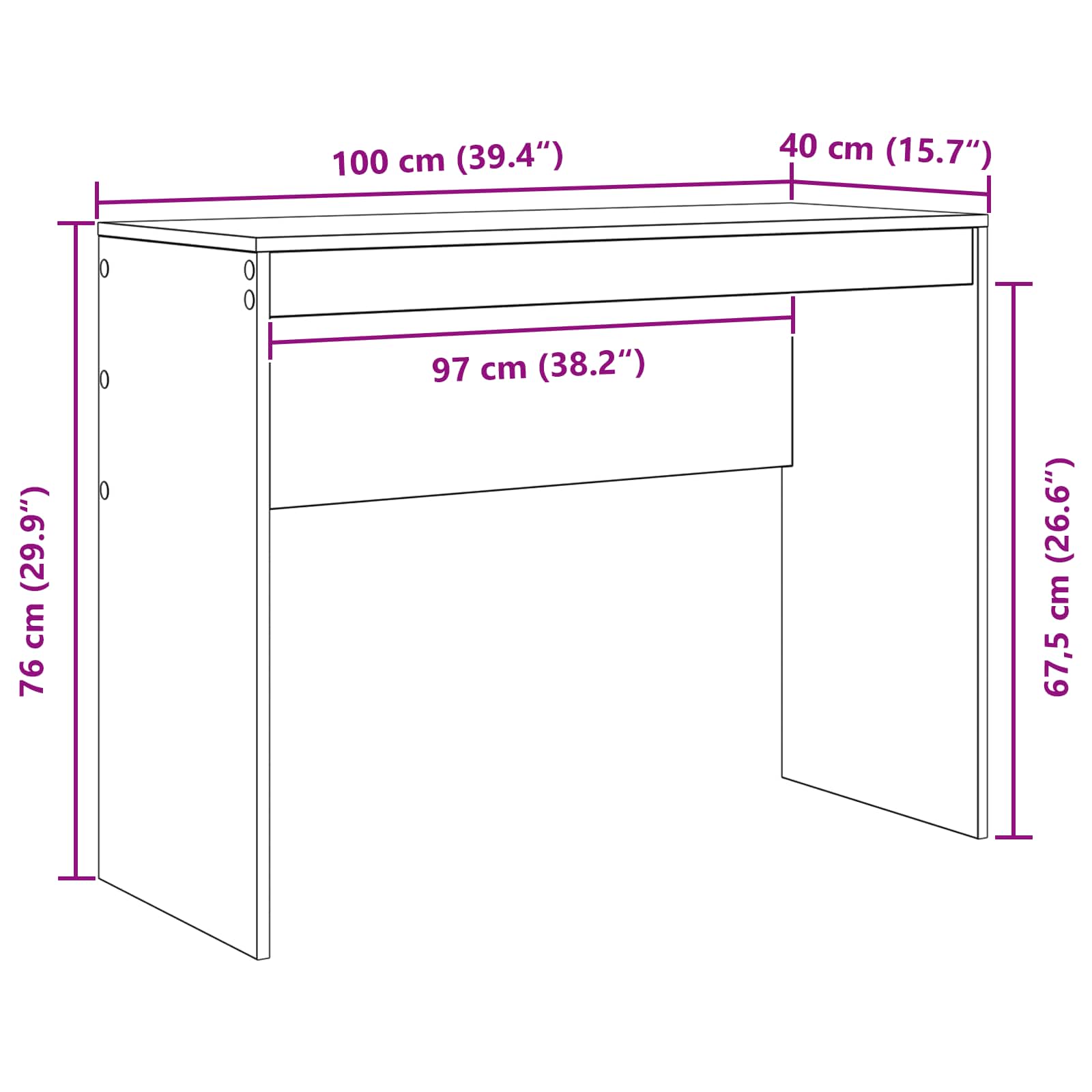 vidaXL Biurko Biały 100 x 40 x 76 cm