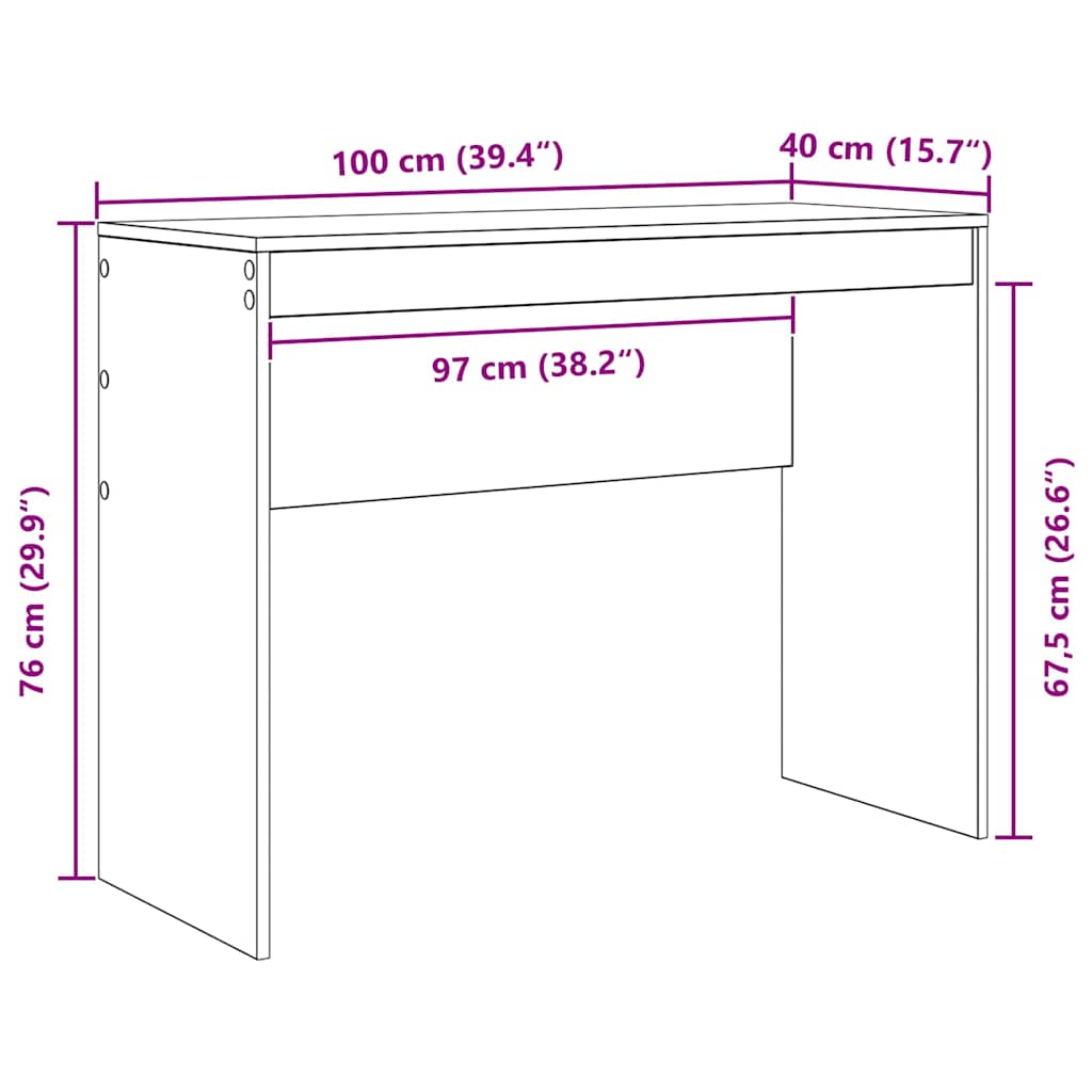 vidaXL Biurko Szary Sonoma 100 x 40 x 76 cm