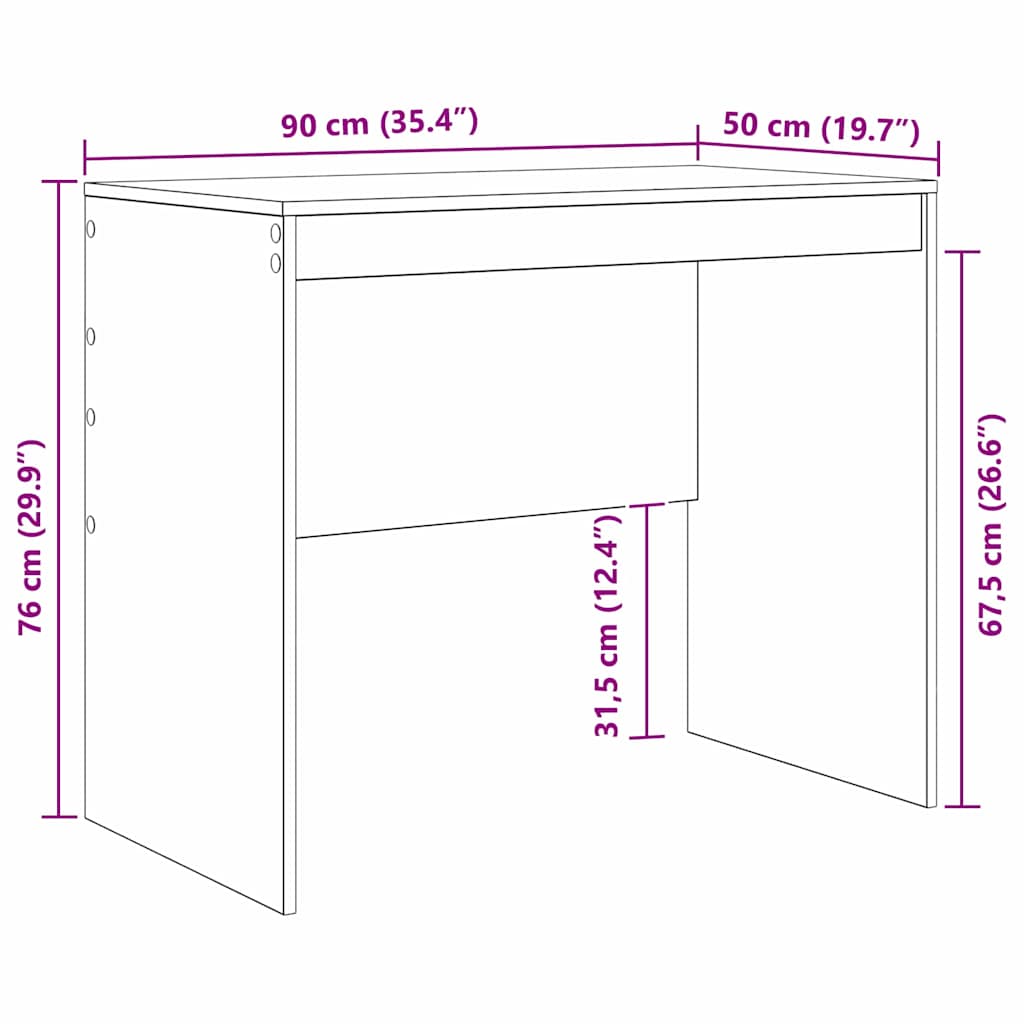 vidaXL Biurko Betonowy szary 90 x 50 x 76 cm