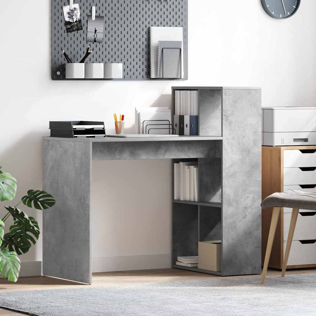 vidaXL Biurko z półką Betonowy szary 108 x 55 x 103.5 cm
