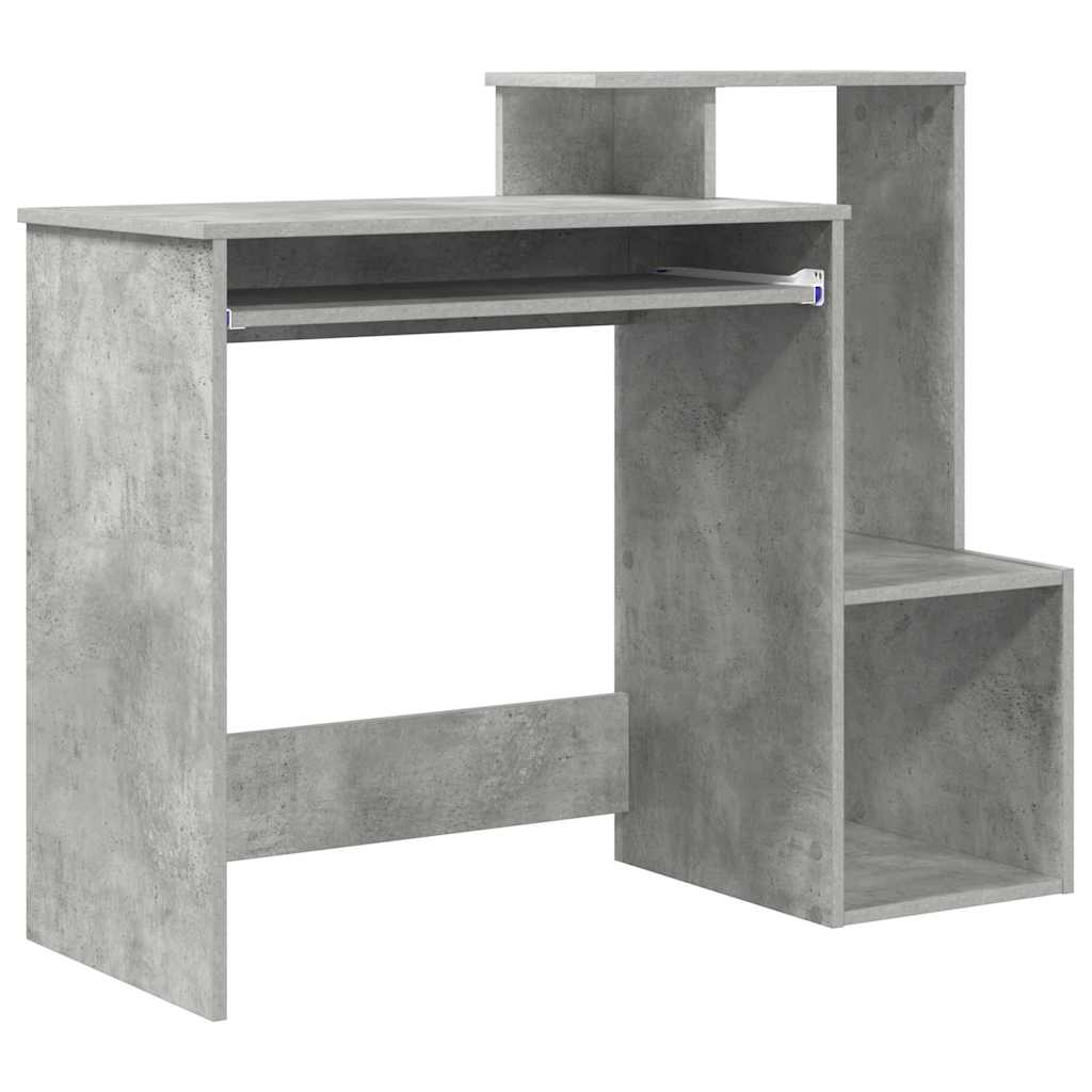 vidaXL Biurko z szufladą z półką Betonowy szary 106 x 41 x 88.5 cm