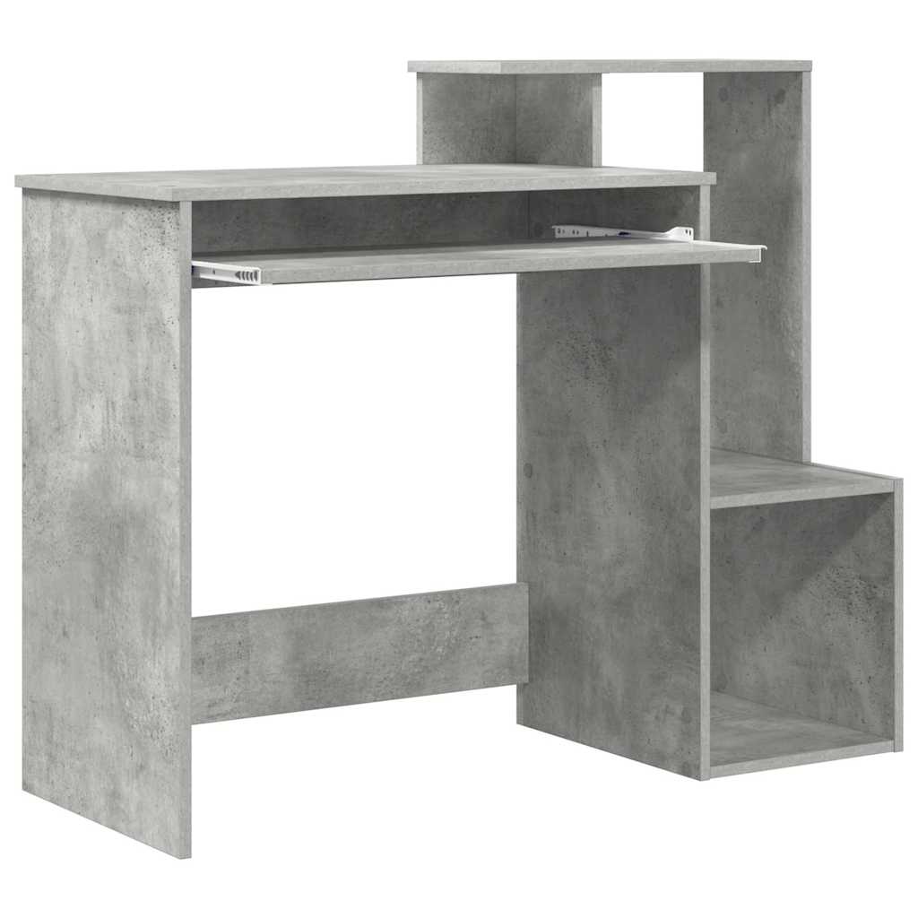 vidaXL Biurko z szufladą z półką Betonowy szary 106 x 41 x 88.5 cm