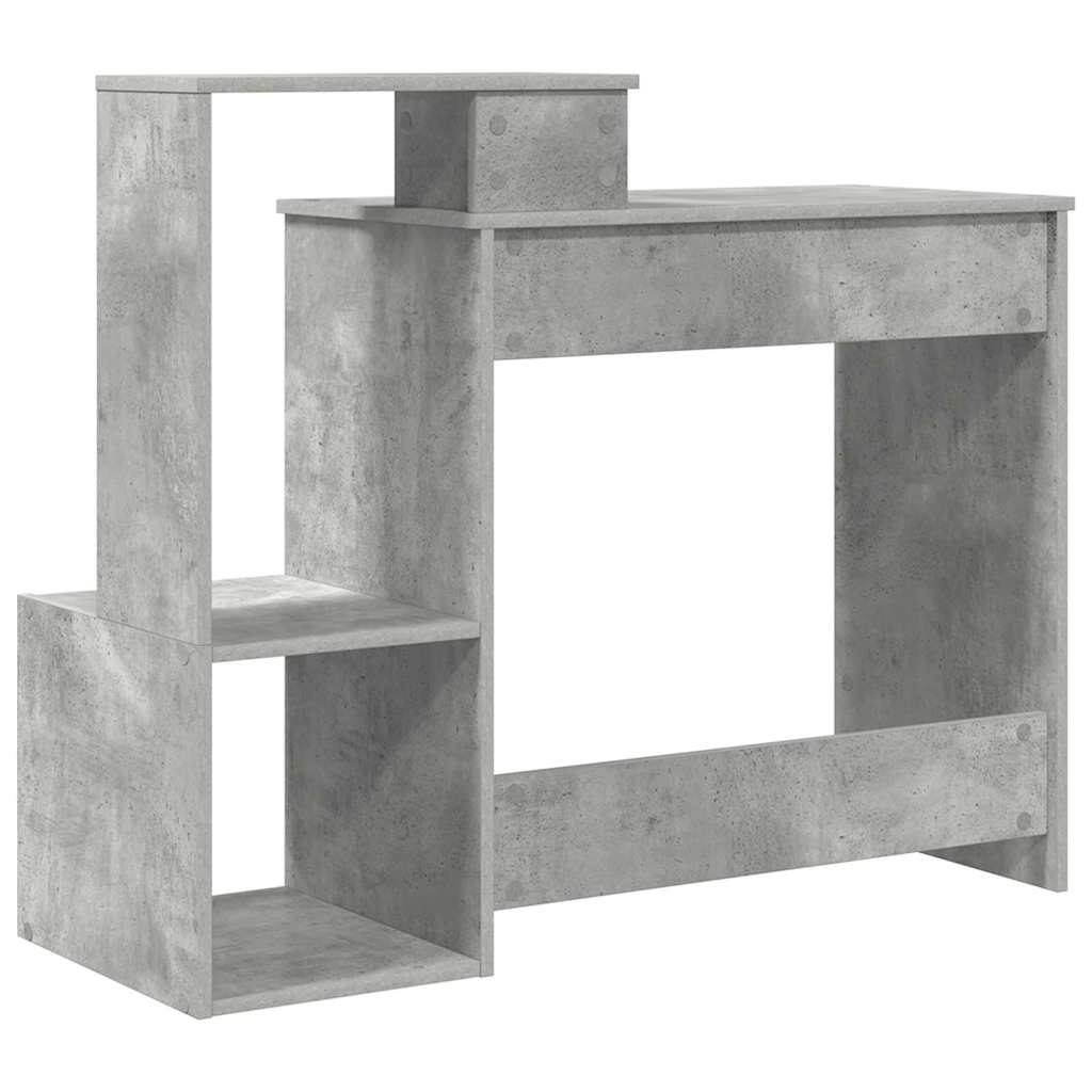 vidaXL Biurko z szufladą z półką Betonowy szary 106 x 41 x 88.5 cm