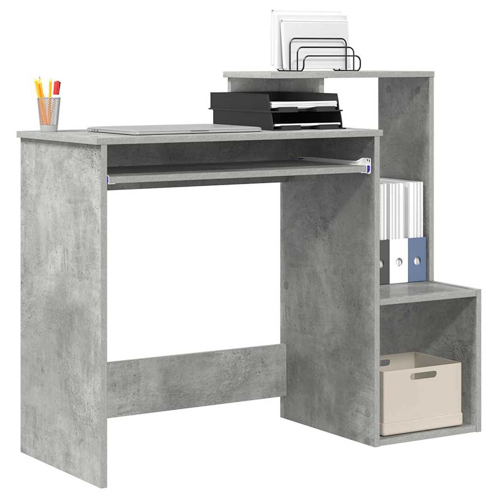 vidaXL Biurko z szufladą z półką Betonowy szary 106 x 41 x 88.5 cm