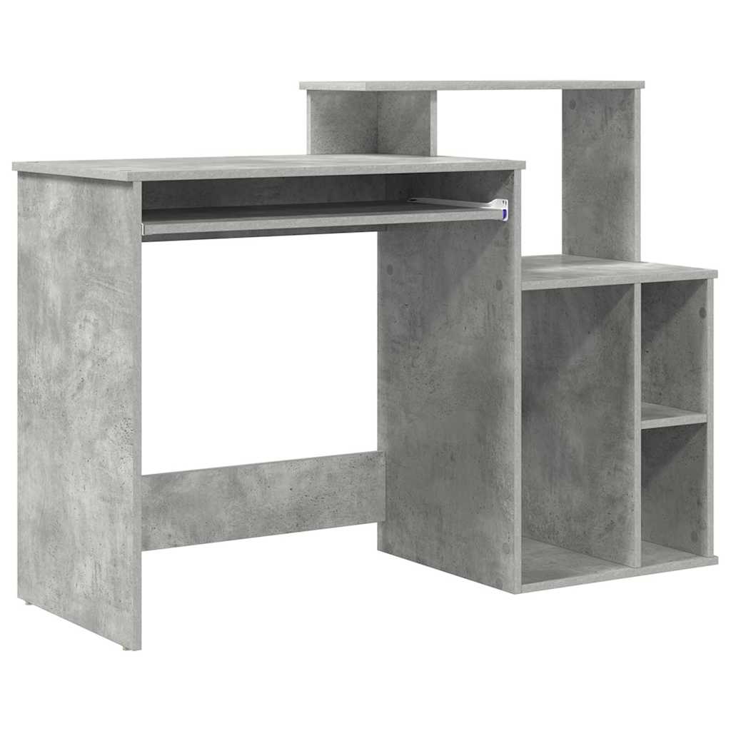 vidaXL Biurko z szufladą z półką Betonowy szary 120,5 x 44 x 88,5 cm