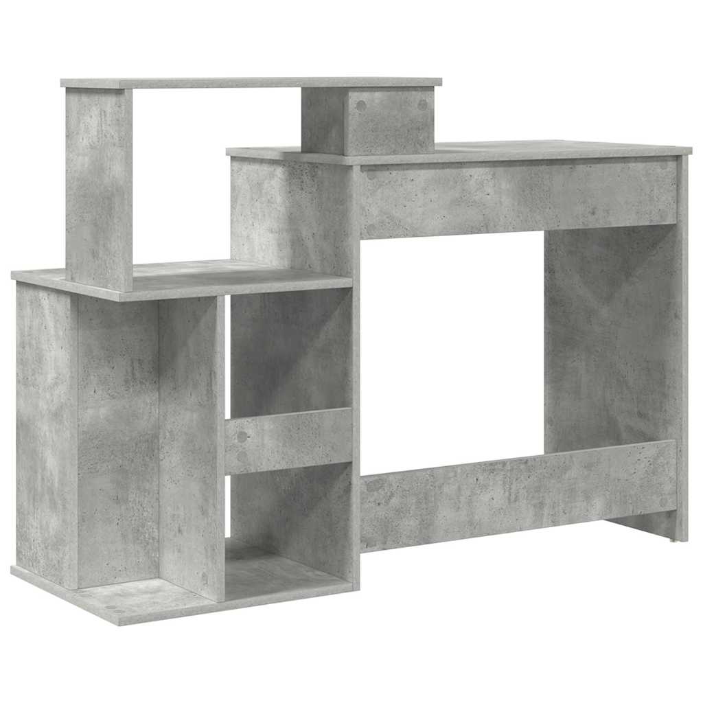 vidaXL Biurko z szufladą z półką Betonowy szary 120,5 x 44 x 88,5 cm