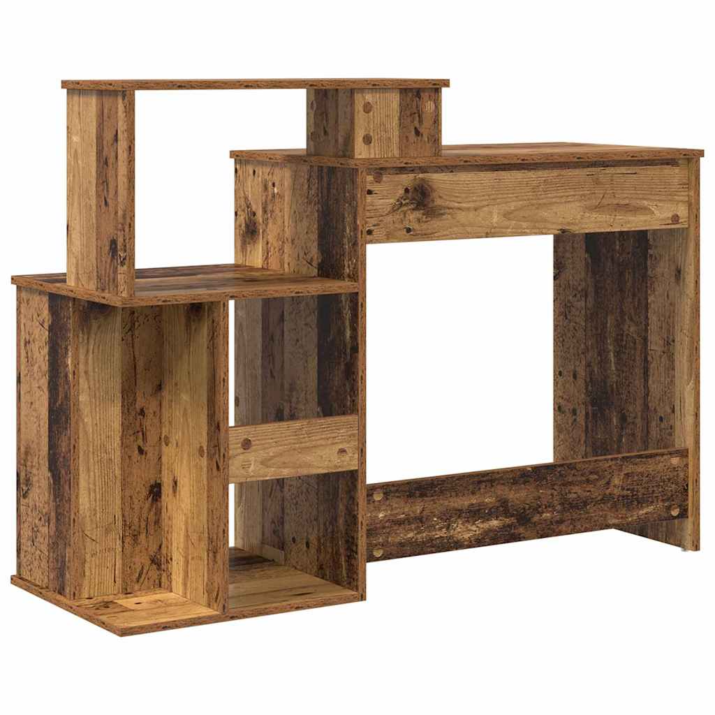 vidaXL Biurko z szufladą z półką Stare drewno 120,5 x 44 x 88,5 cm