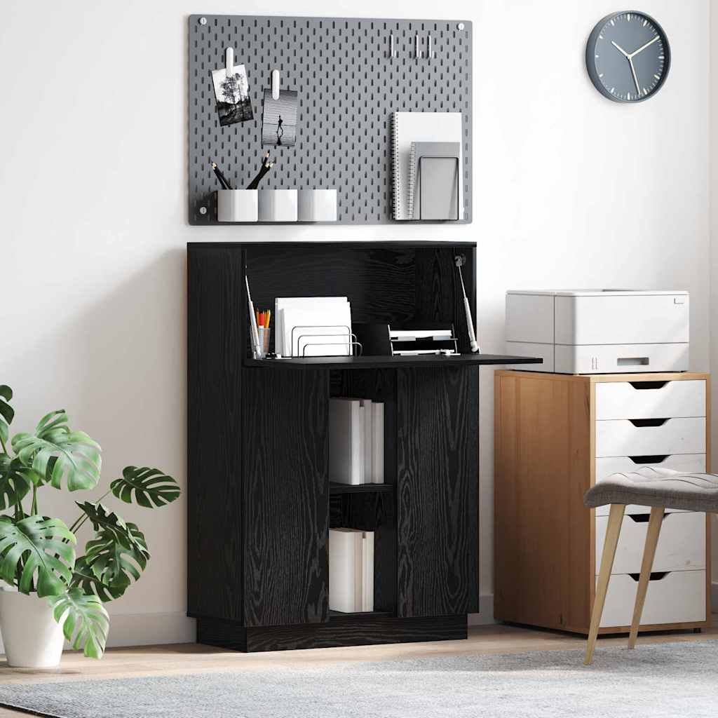 vidaXL Biurko z półką z drzwiami Czarny Dąb 71.5 x 31.5 x 106.5 cm