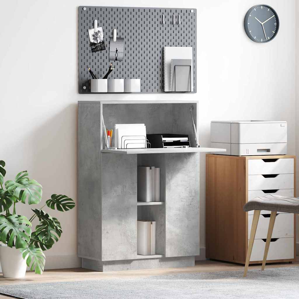 vidaXL Biurko z półką z drzwiami Betonowy szary 71.5 x 31.5 x 106.5 cm