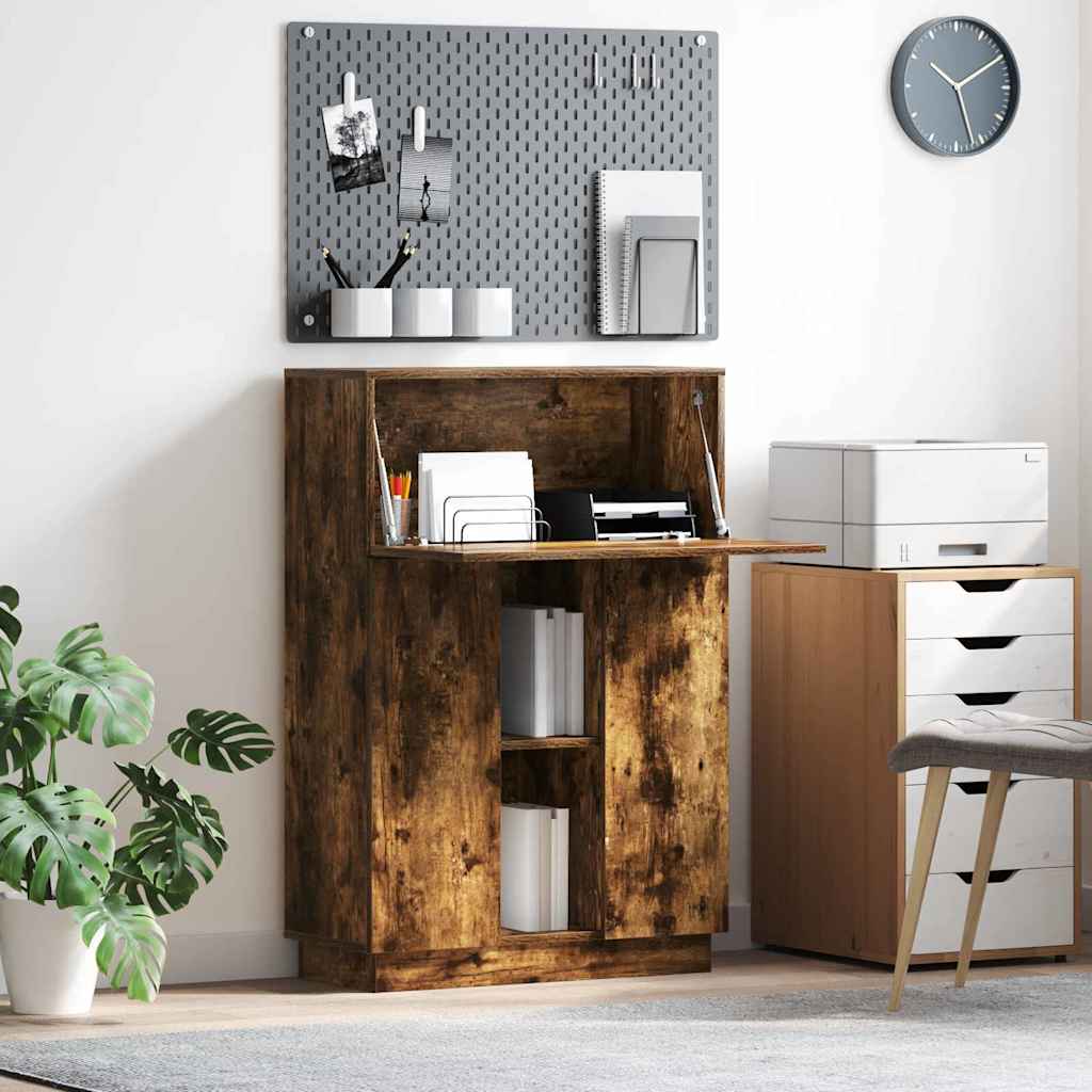 vidaXL Biurko z półką z drzwiami Dąb wędzony 71.5 x 31.5 x 106.5 cm