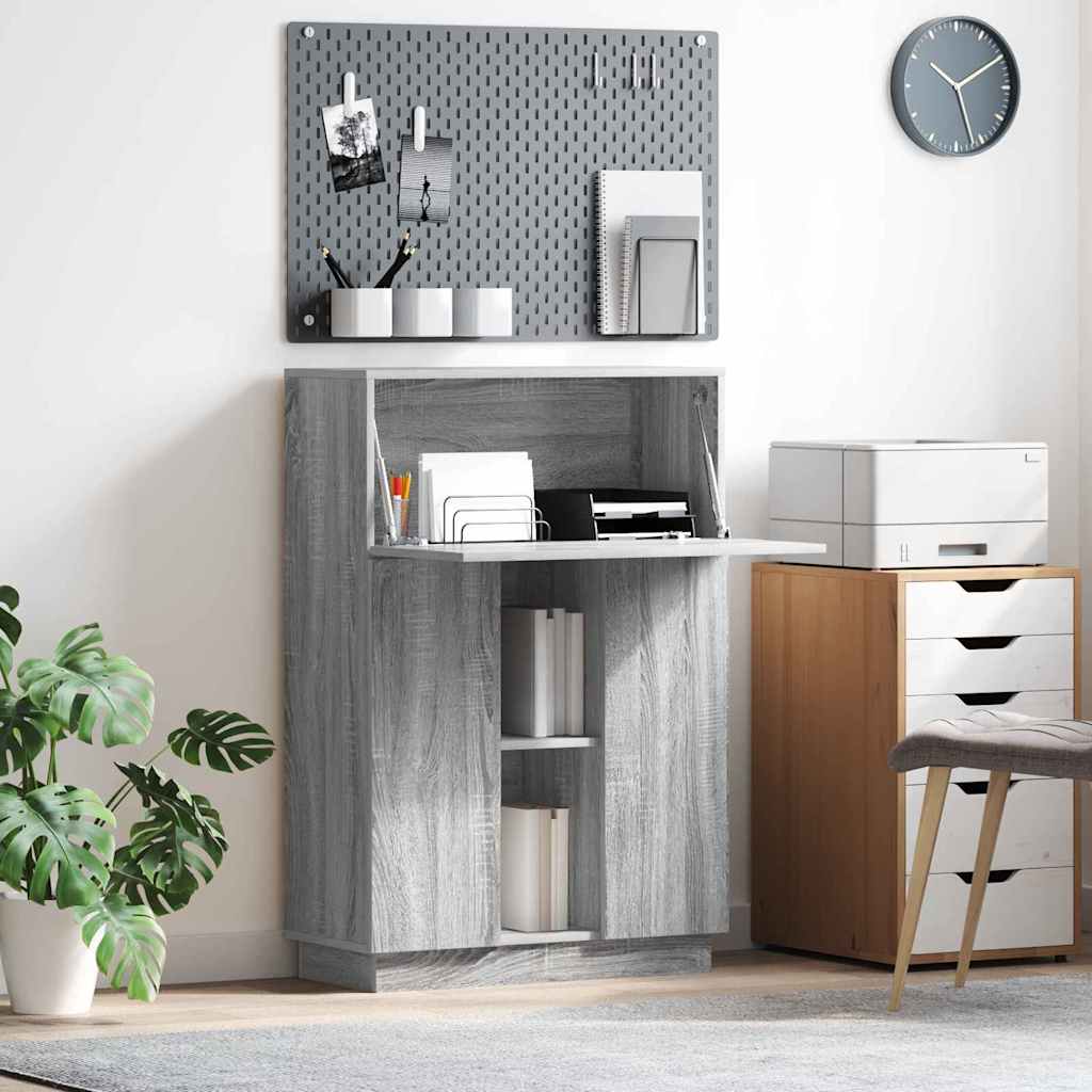 vidaXL Biurko z półką z drzwiami Szary Sonoma 71.5 x 31.5 x 106.5 cm