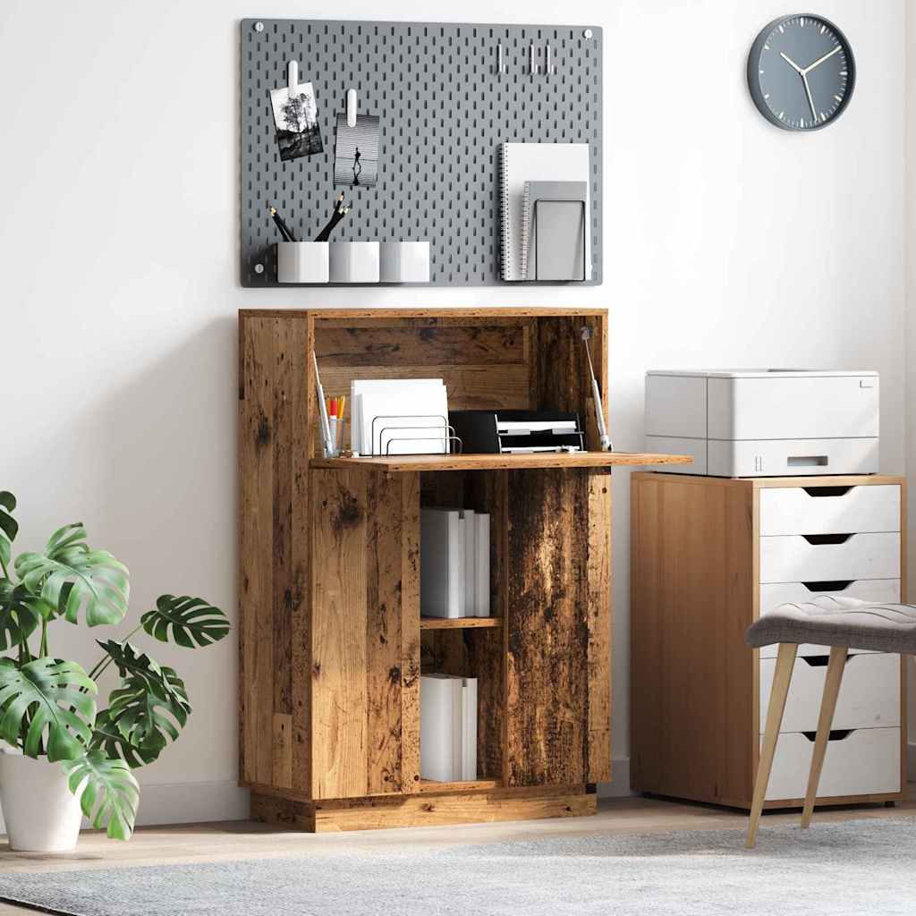 vidaXL Biurko z półką z drzwiami Stare drewno 71.5 x 31.5 x 106.5 cm