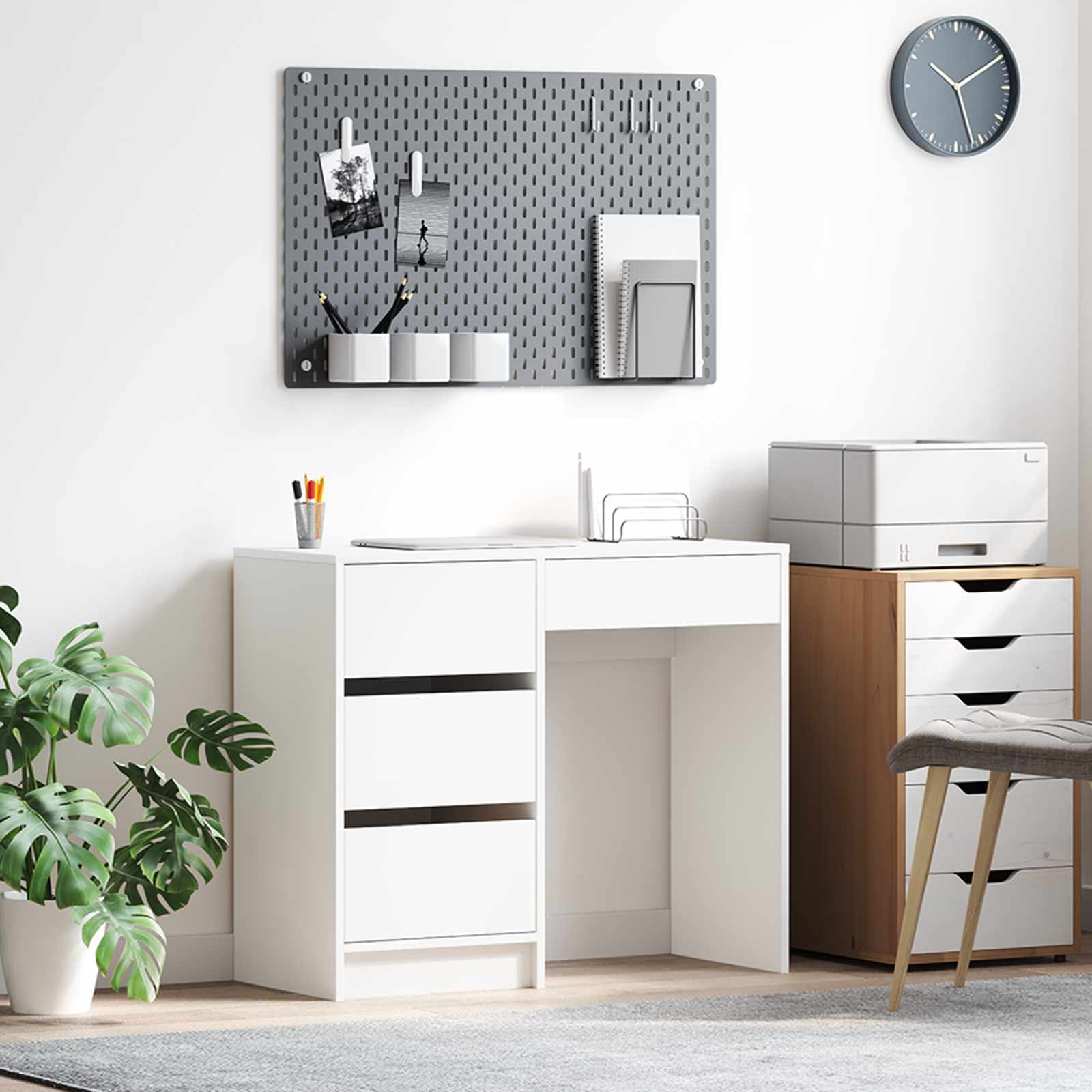 vidaXL Biurko Biały 90 x 37.5 x 75 cm Materiał drewnopochodny