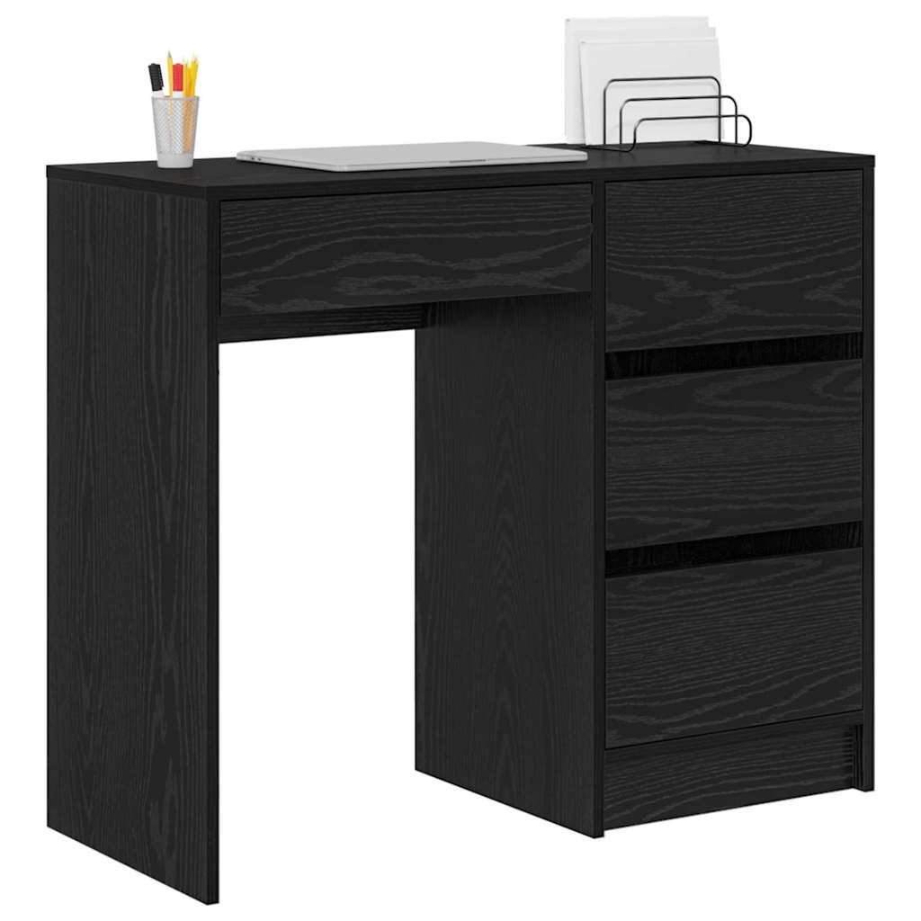 vidaXL Biurko Czarny Dąb 90 x 37.5 x 75 cm Materiał drewnopochodny