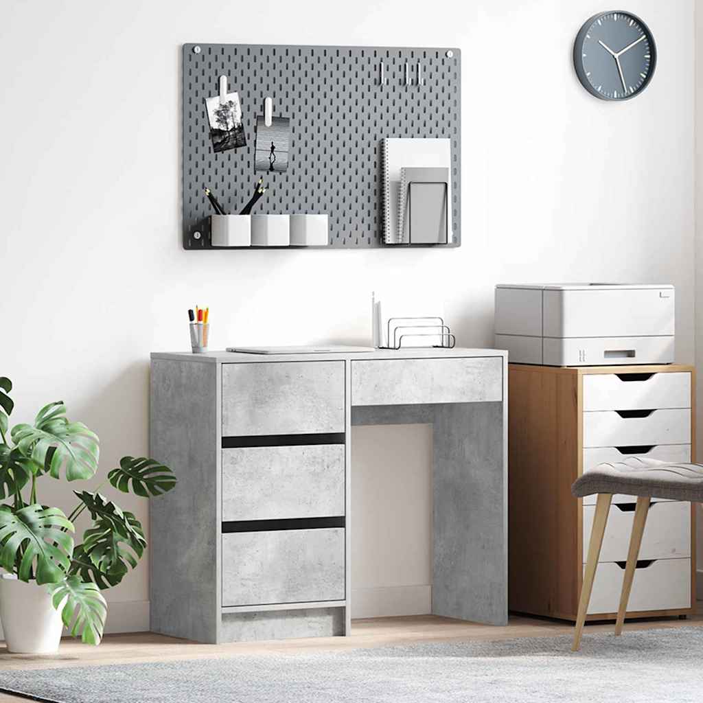 vidaXL Biurko Betonowy szary 90 x 37.5 x 75 cm Materiał drewnopochodny