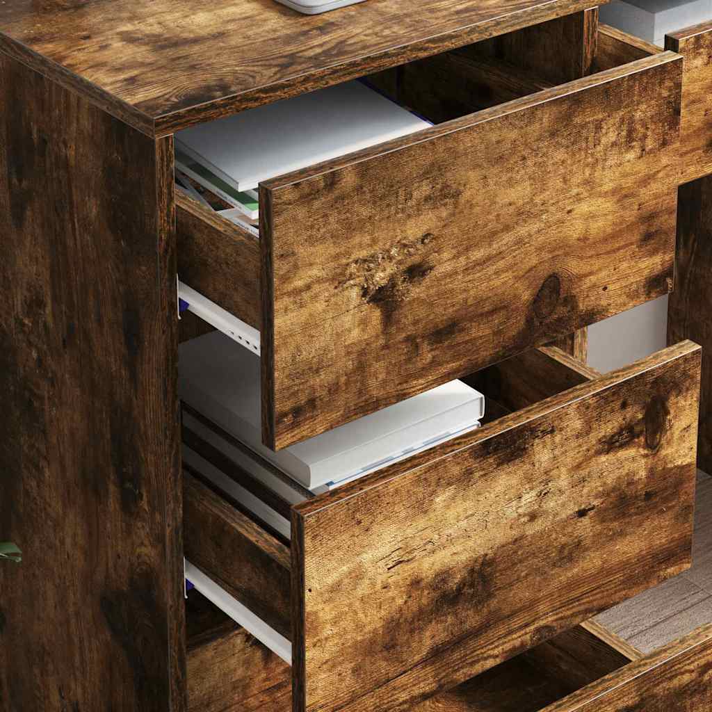 vidaXL Biurko Dąb wędzony 90 x 37.5 x 75 cm Materiał drewnopochodny