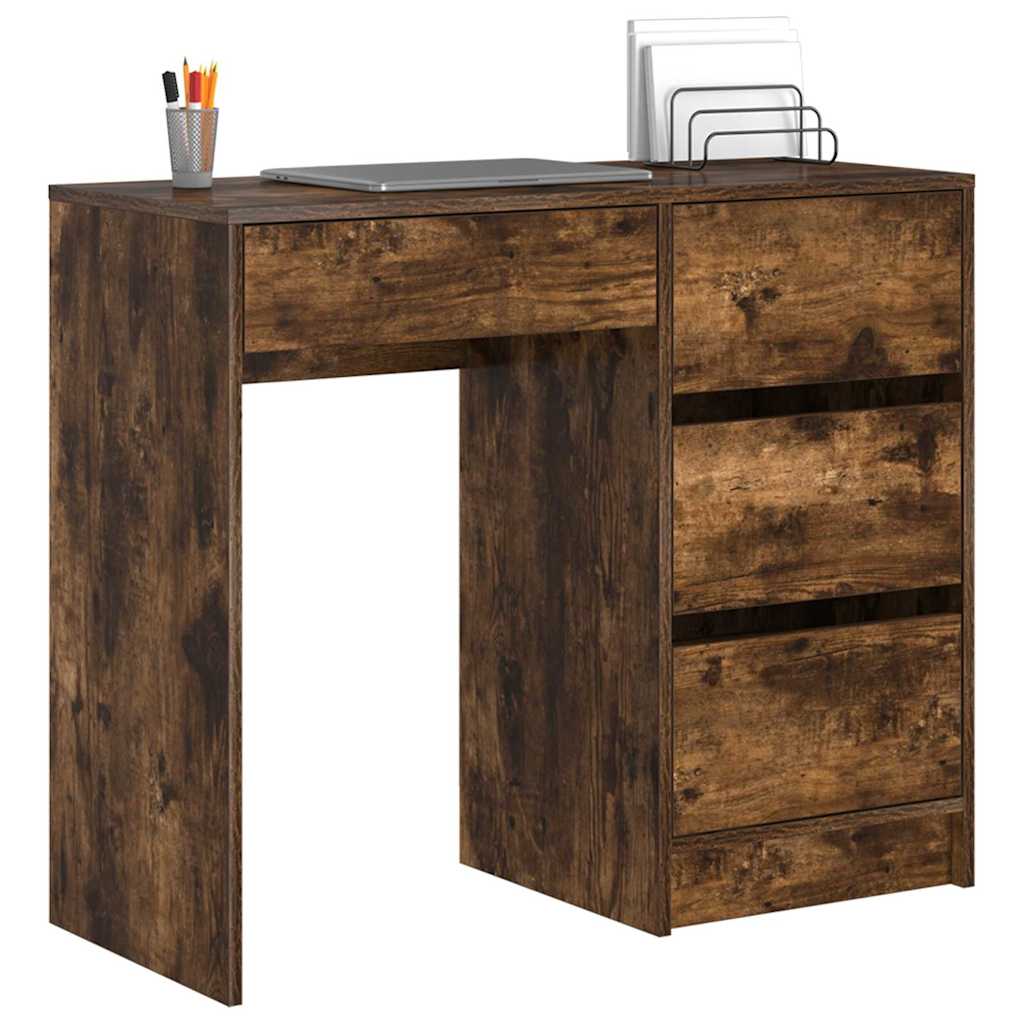 vidaXL Biurko Dąb wędzony 90 x 37.5 x 75 cm Materiał drewnopochodny