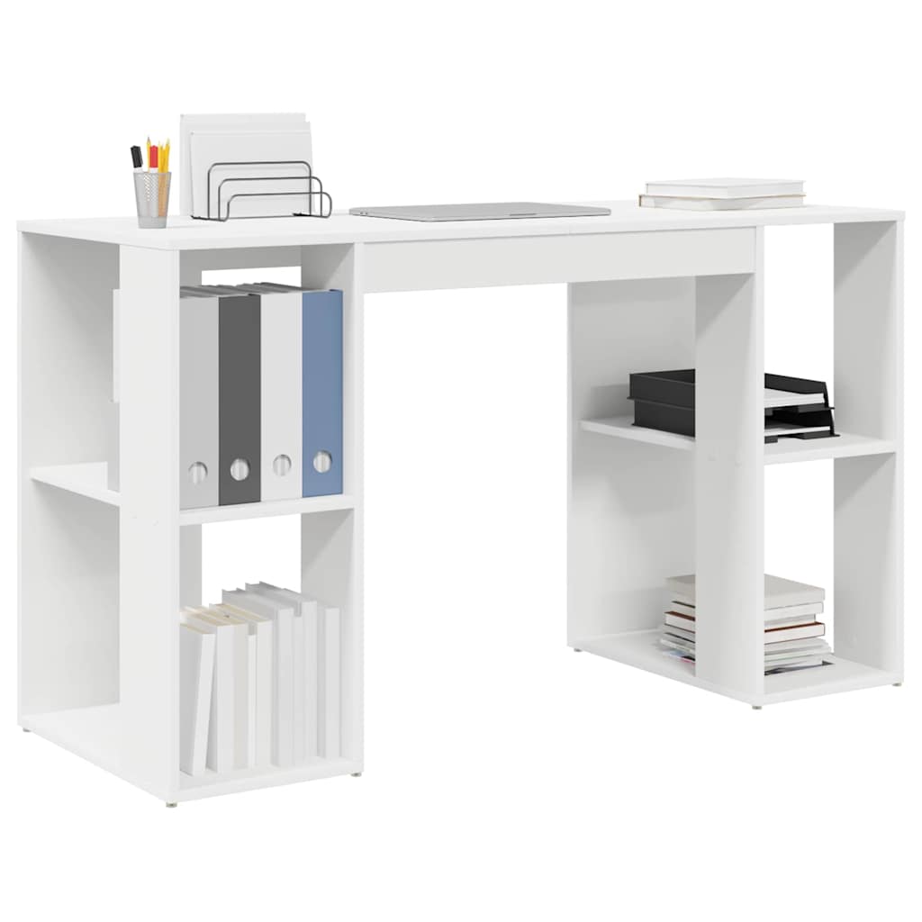 vidaXL Biurko z półką Biały 130 x 50,5 x 75 cm Materiał drewnopochodny