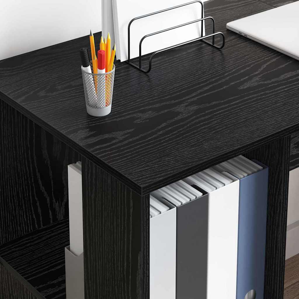 vidaXL Biurko Czarny Dąb 130 x 50,5 x 75 cm Materiał drewnopochodny