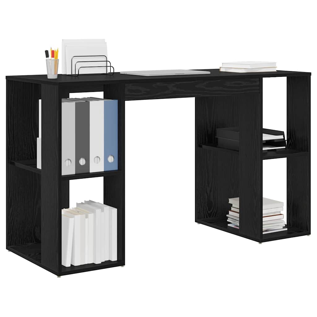 vidaXL Biurko Czarny Dąb 130 x 50,5 x 75 cm Materiał drewnopochodny