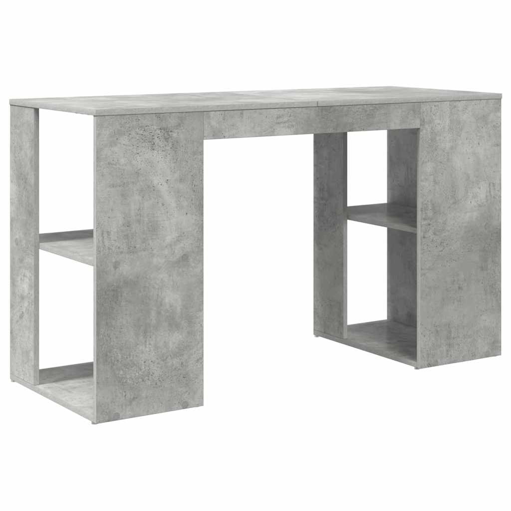 vidaXL Biurko z półką Betonowy szary 130 x 50,5 x 75 cm