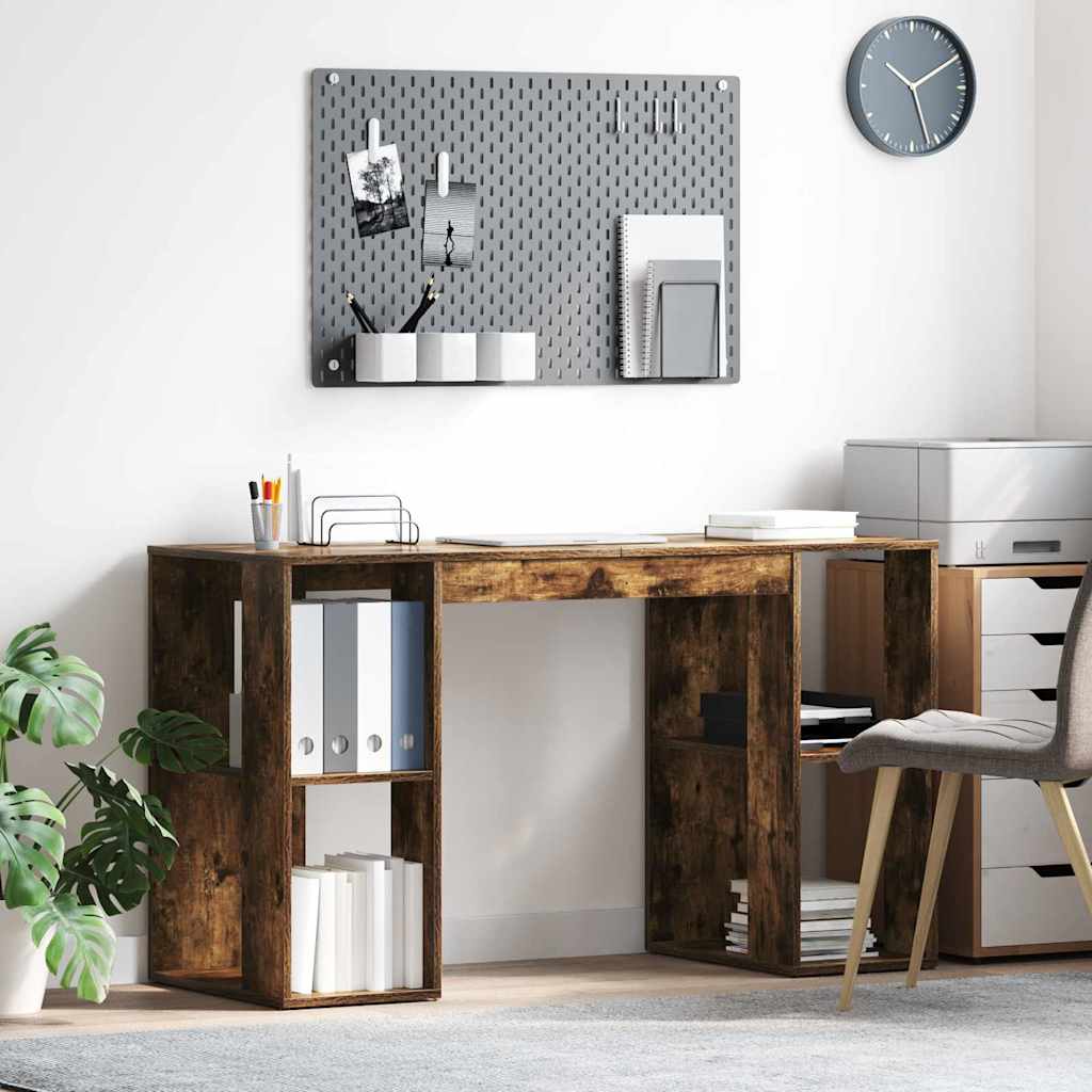 vidaXL Biurko Dąb wędzony 130 x 50,5 x 75 cm Materiał drewnopochodny